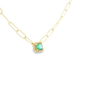 Elegant Gold Chain with Emerald Pendant