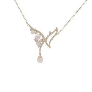 Elegant Pearl and Diamond Pendant Necklace