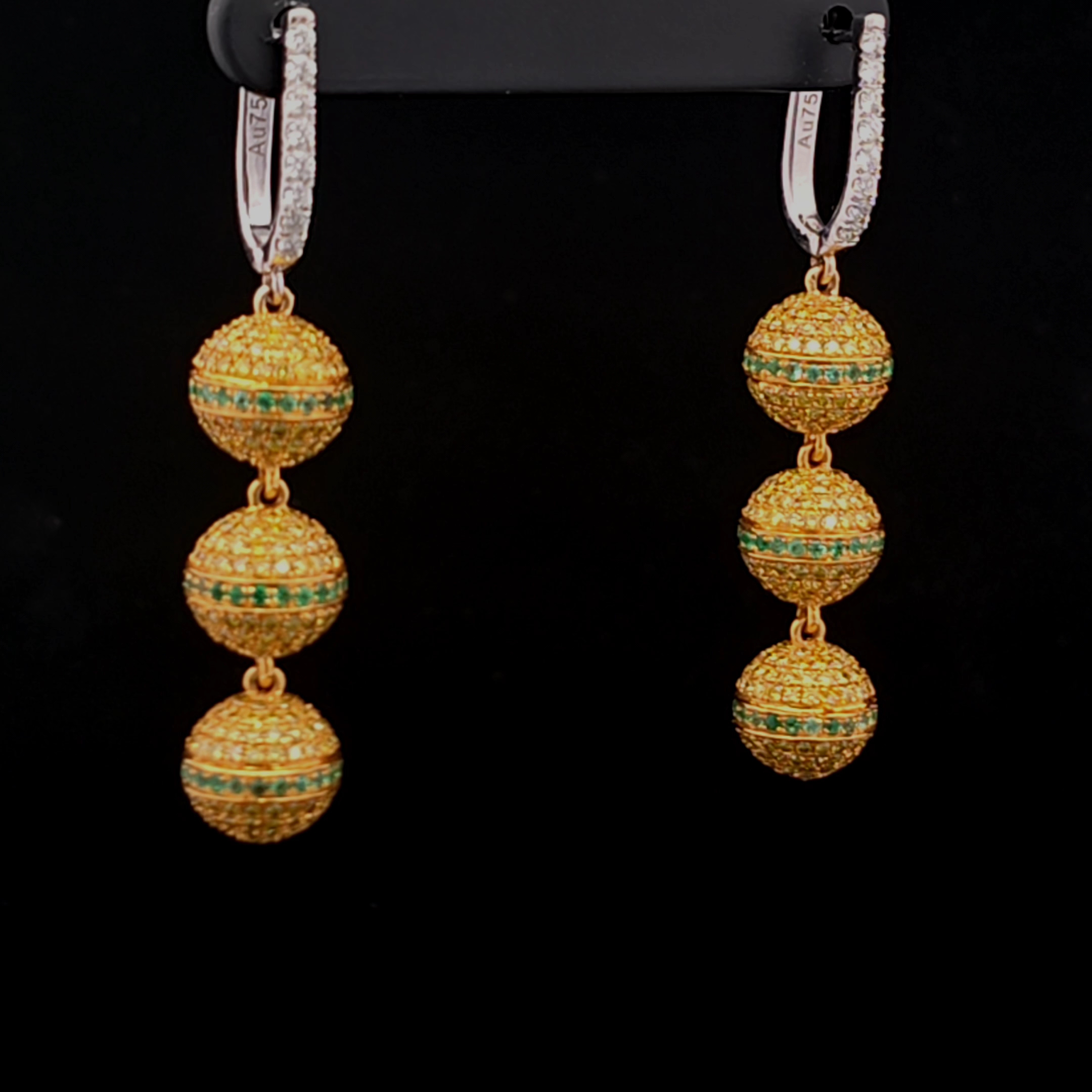 Elegant Gold and Green Earrings - Image 2